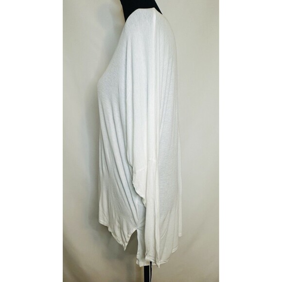 MICHAEL LAUREN Oversized White Ribbed Draped V-Neck Long Sleeve‎ Top XS NWT - Picture 2 of 8